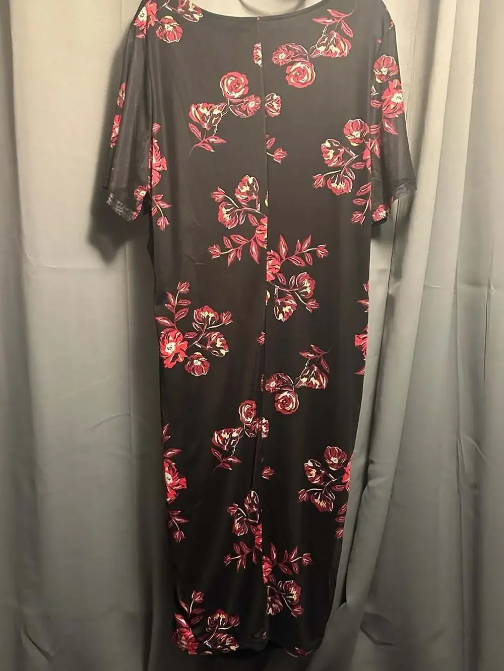 BloomChic Plus Size 2x 18-20 Floral Mesh Square Neck Ruched Midi Dress_8